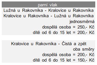 Jízdné parní vlak